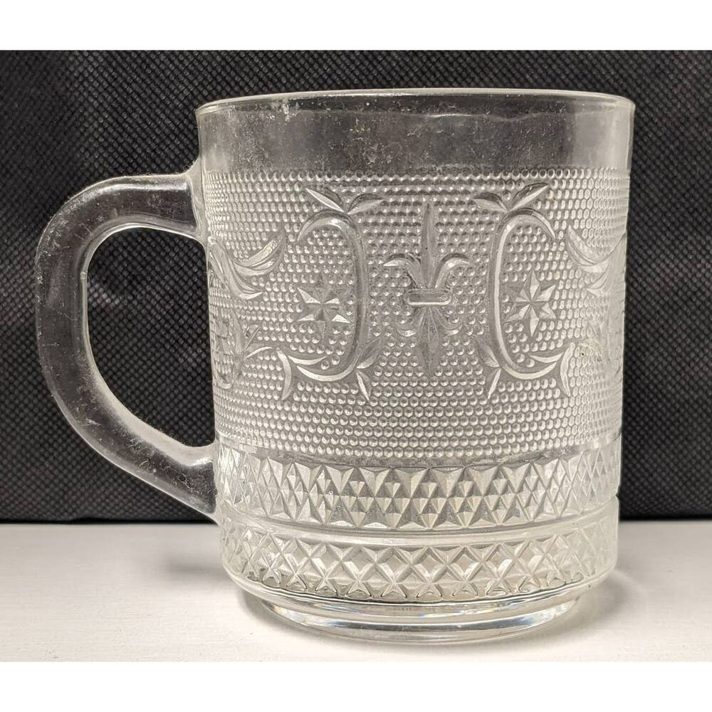 Crystal Clear Industries Trellis Mugs Set of 4 Studio Everyday Pressed Glass